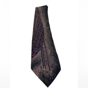 Albert Nipon Tie Silk Black Tan Burgundy Vintage